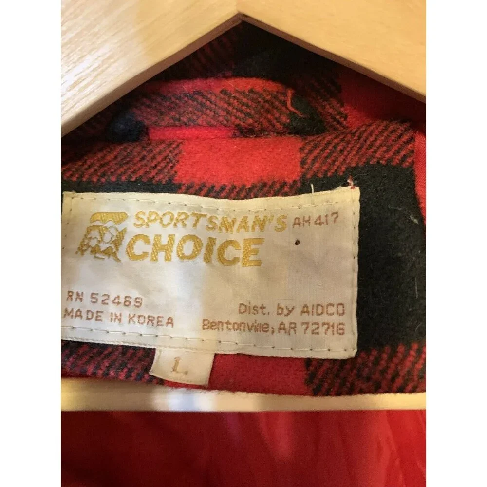 SPORTSMAN’S CHOICE Men’s‎ Sz L plaid hunting vest vtg black & red plaid outdoors